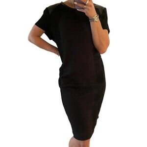 Gerard Darel Short Sleeve Sheath Dress Black 46 (US 12)